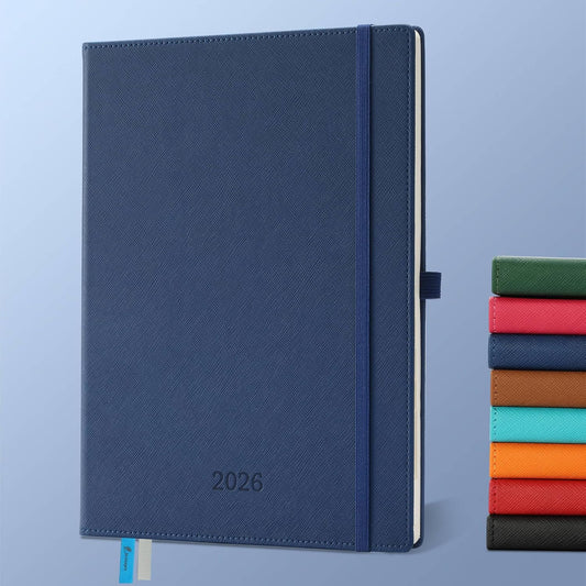 Weekly Monthly 2026 Planner (Jan.26-Dec.26),11.5"x8.5",12 Months Agenda Plan with Month Tabs & Pocket,Expenses/Note Pages, Appointment Book Calendar with Hardcover Vegan Leather Cover,Blue