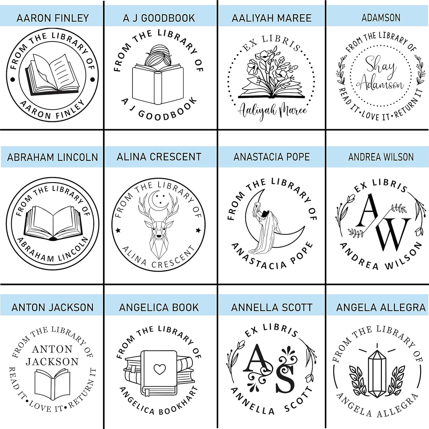 Custom Book Embosser, Personalized Gift from the library of, ex libris, this book belongs to Flowers coming out of book