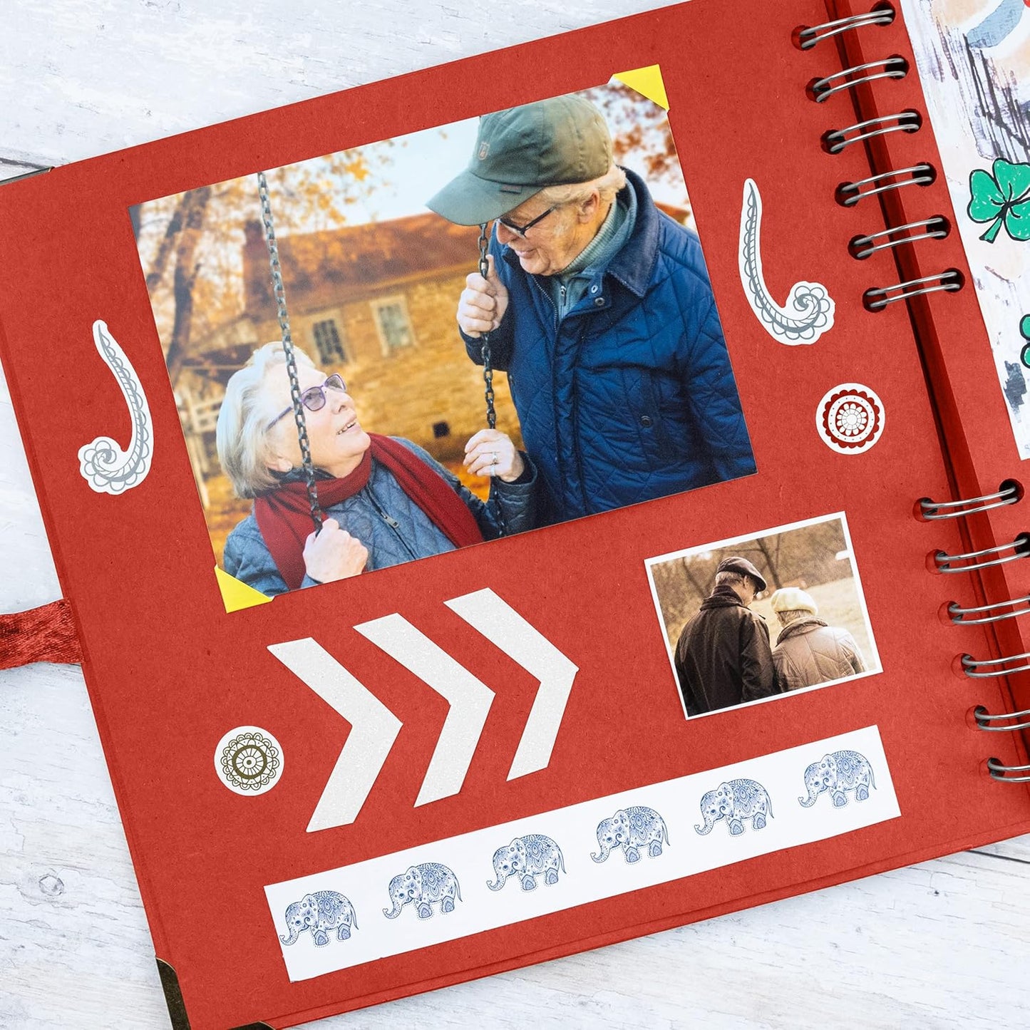 Bstorify Square Scrapbook Photo Albums 8 x 8 Inch Red Thick Paper, Hardcover, Metal Corners, Ribbon Closure - Ideal for Your Scrapbooking Albums, Art & Craft Projects