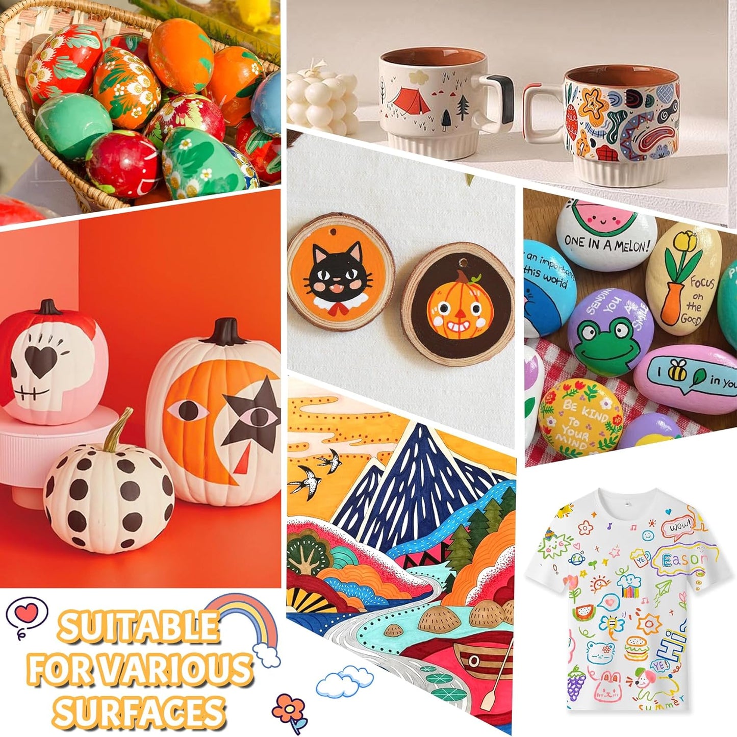 48 Colors Acrylic Paint Pens, 24 Pack Dual Tip Acrylic Paint Pens Markers for Rock Painting, Wood, Stone, Canvas, Ceramic, Glass Surfaces, DIY Crafting & Art Supplies