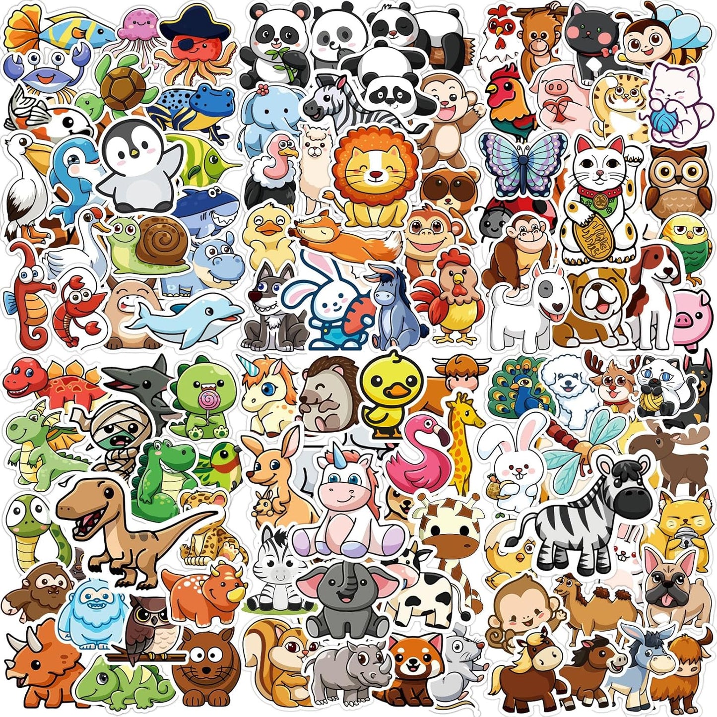 Animal Stickers for Kids 300 Pcs Kawaii Cute Mixed Animals Sticker Pack, Teacher Classroom Prizes for Reward, Waterproof Vinyl Stickers for Water Bottles Laptop Scrapbook Journaling Notebook Diary etc