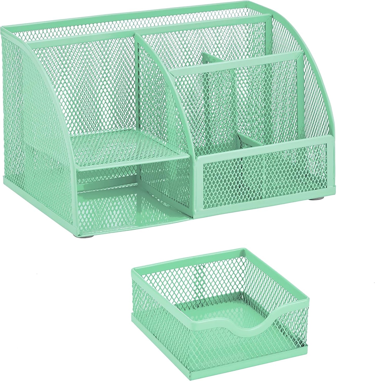 Annova Mesh Desk Organizer Office with 7 Compartments + Drawer/Desk Tidy Candy/Pen Holder/Multifunctional Organizer (Green23)