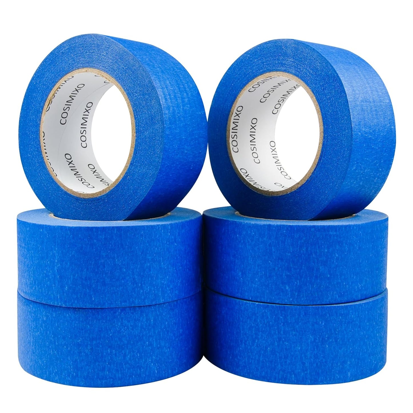COSIMIXO Blue Painters Tape 1.88 in x 60 Yds, 6 Rolls Pack – Professional Grade Blue Masking Tape for Painting, Protects Surfaces & Residue-Free Removal, Multi-Surface Use on Wall Painting, Labeling