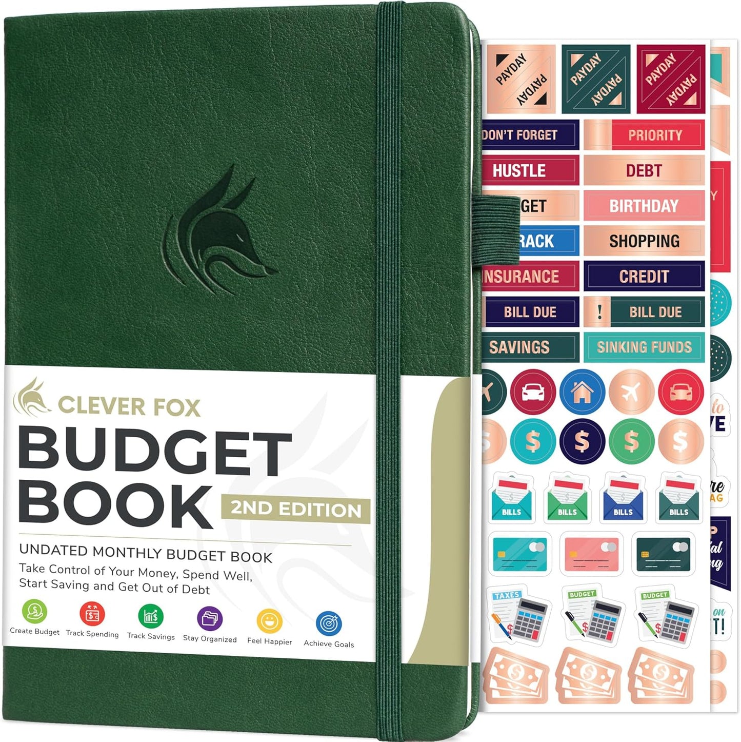Clever Fox Budget Book 2.0 – Simple Budgeting Planner for Beginners – Financial Notebook with Money Spending, Debt & Bill Tracker (Dark Green)