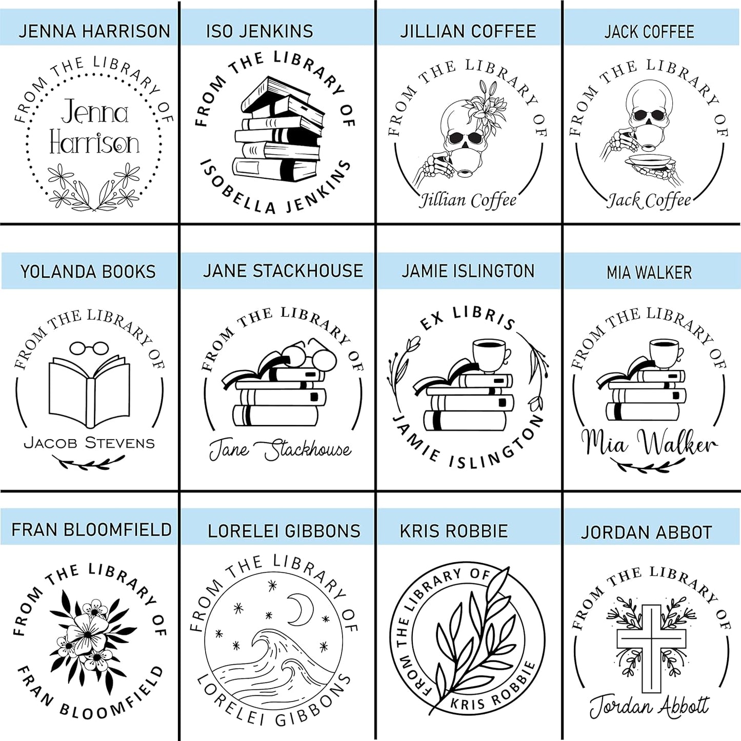 Butterfly Design, Monogram, Animals and Flowers. Custom Book Seal embossers Personalized Gift from The Library Book Belongs to Classroom