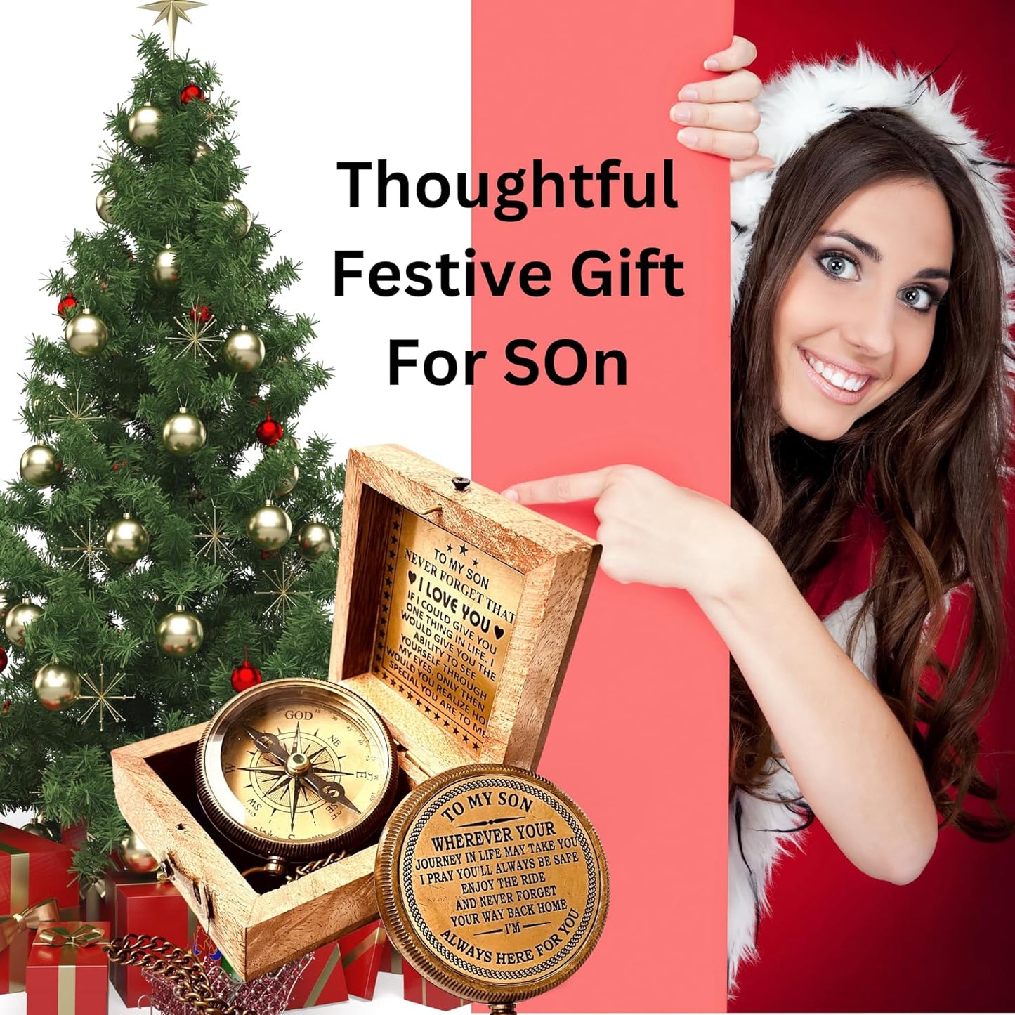 Gift for Son from Mom Dad | Engraved Compass 2" - Father to Son Gifts, Mom to Son Gifts for Graduation 2025, Birthday Baptism Confirmation Communion