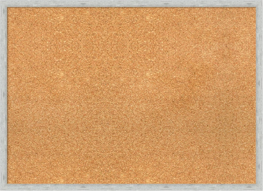 Amanti Art Natural Cork Board for Wall, 21x29 Vision Board with Silver Wood Frame, Medium Corkboard Office Decor for Home Organization, Modern Contemporary Corkboard Pinboard to display items for home