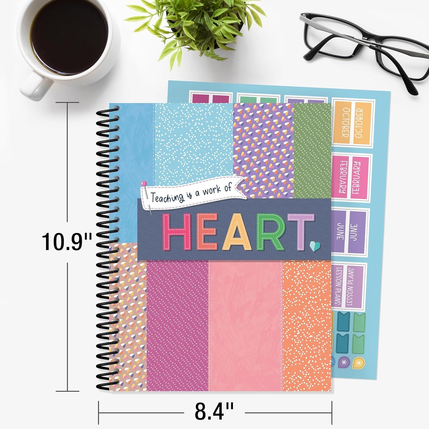 Carson Dellosa Crafty and Cool Teacher Planner 2025-2026, Undated 8" x 11" Lesson Plan Book With Stickers, Class Schedule, Weekly Calendar, Classroom Must Haves, Homeschool Essentials, School Supplies