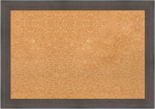 Amanti Art Natural Cork Board for Wall, 19x27 Vision Board with Brown Wood Frame, Medium Corkboard Office Decor for Home Organization, Rustic Farmhouse Corkboard Pinboard to display items for home