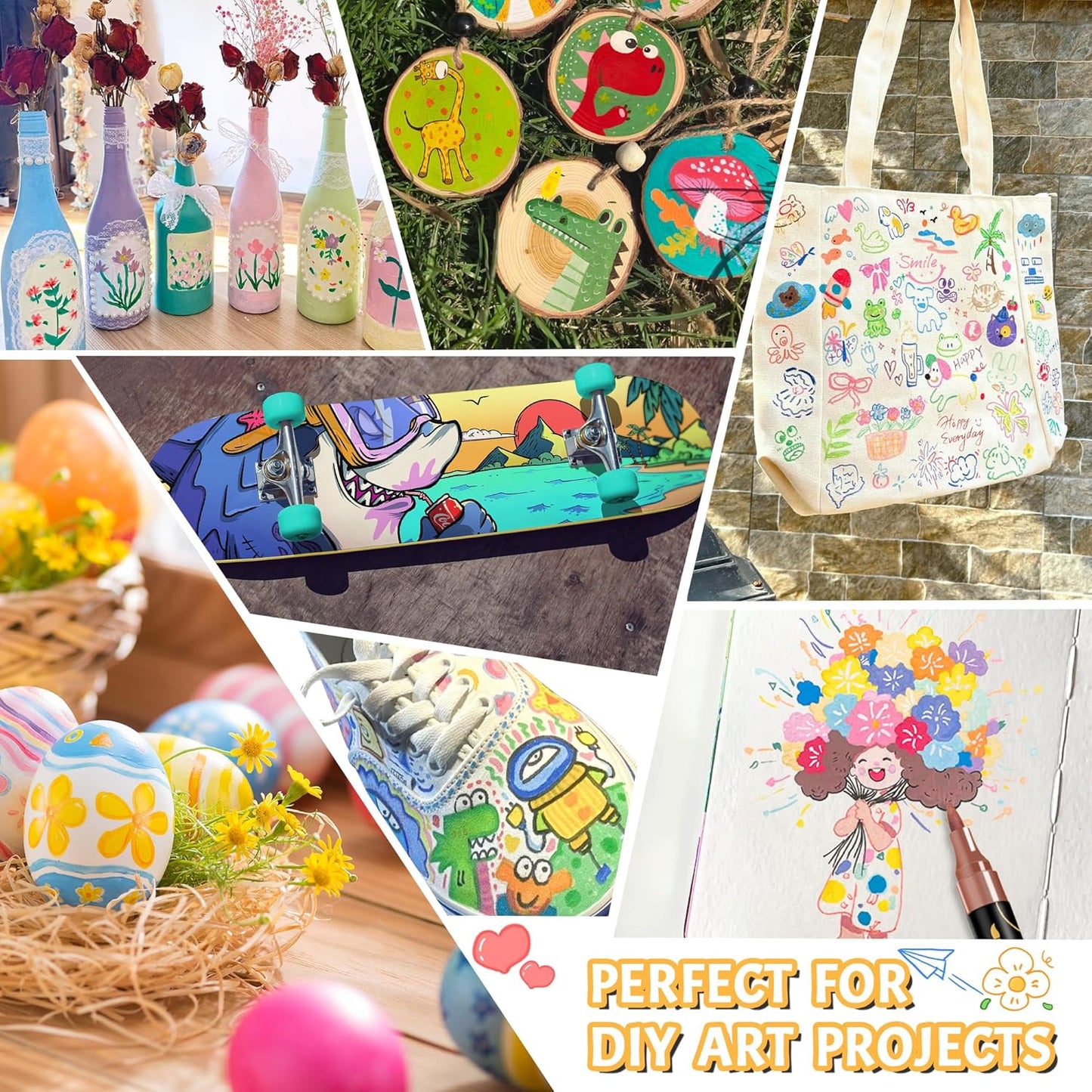 48 Colors Acrylic Paint Pens, 24 Pack Dual Tip Acrylic Paint Pens Markers for Rock Painting, Wood, Stone, Canvas, Ceramic, Glass Surfaces, DIY Crafting & Art Supplies