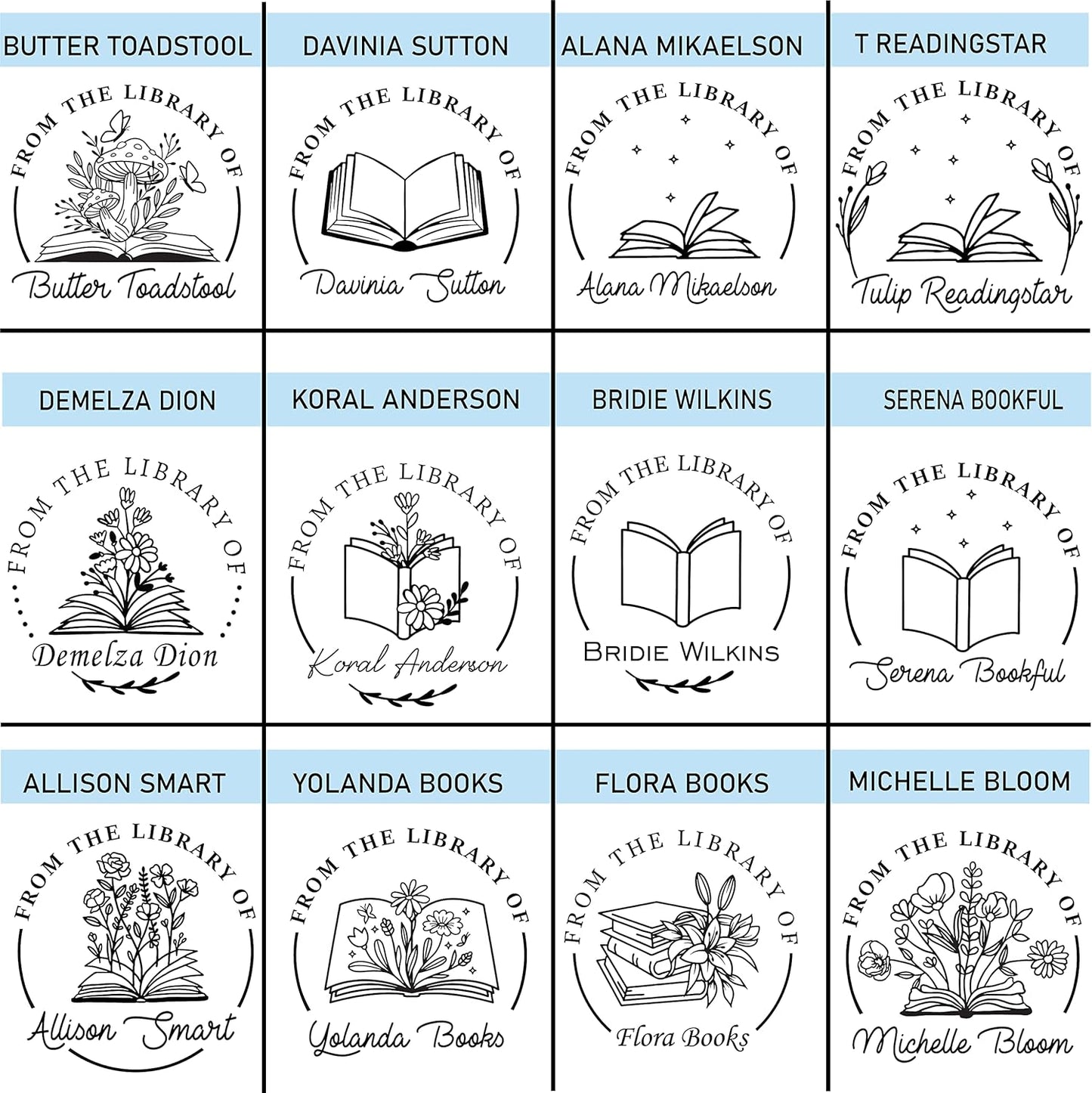 Butterfly Design, Monogram, Animals and Flowers. Custom Book Seal embossers Personalized Gift from The Library Book Belongs to Classroom