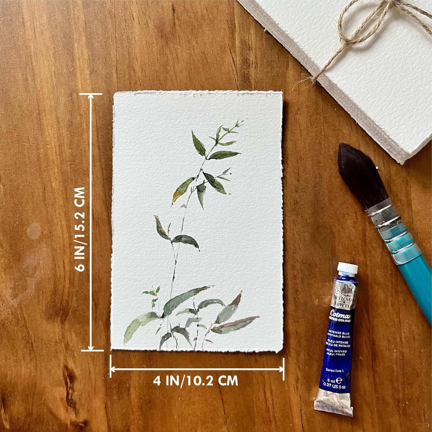 Deckle Edge Watercolor Paper, 100% Cotton, 140 LB, 300 GSM, 4x6”, 30 Sheets Mixed Media Paper for Dry & Wet Technique, Acid Free, tumuarta Blank Cards is Perfect for Greeting Cards & Thank You Notes