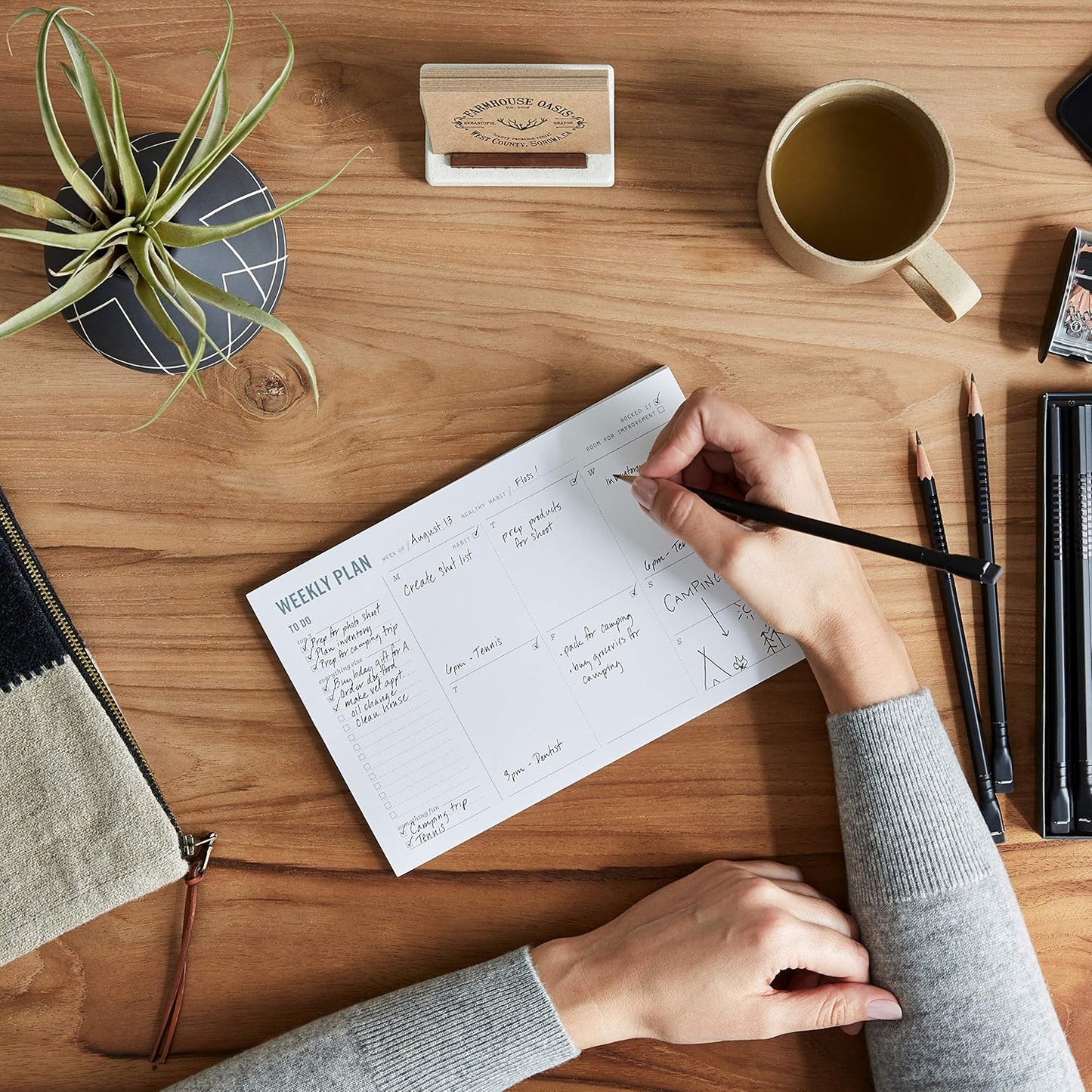 Weekly Planner Pad - Undated 6x9" Weekly To-Do List Notepad with Calendar and Task List, Perfect Desk Organizer for School & Work | 50 Tear Off Sheets