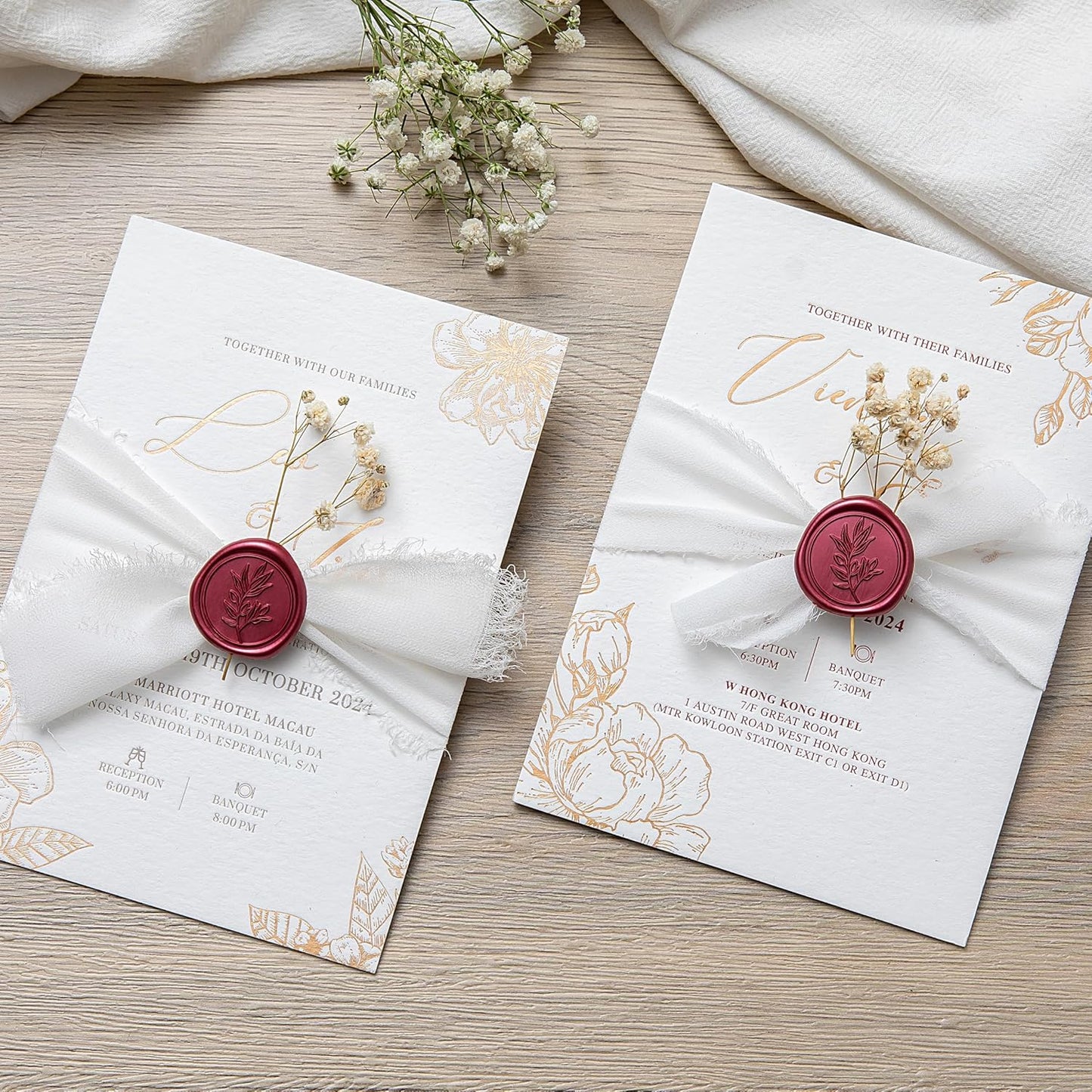 PONATIA Burgundy Wax Seal Stickers - 50 Pcs Self-Adhesive Envelopes Wax Seals for Wedding Invitations, Party Invitations, Gift Wrapping, Wine Bottle Decor