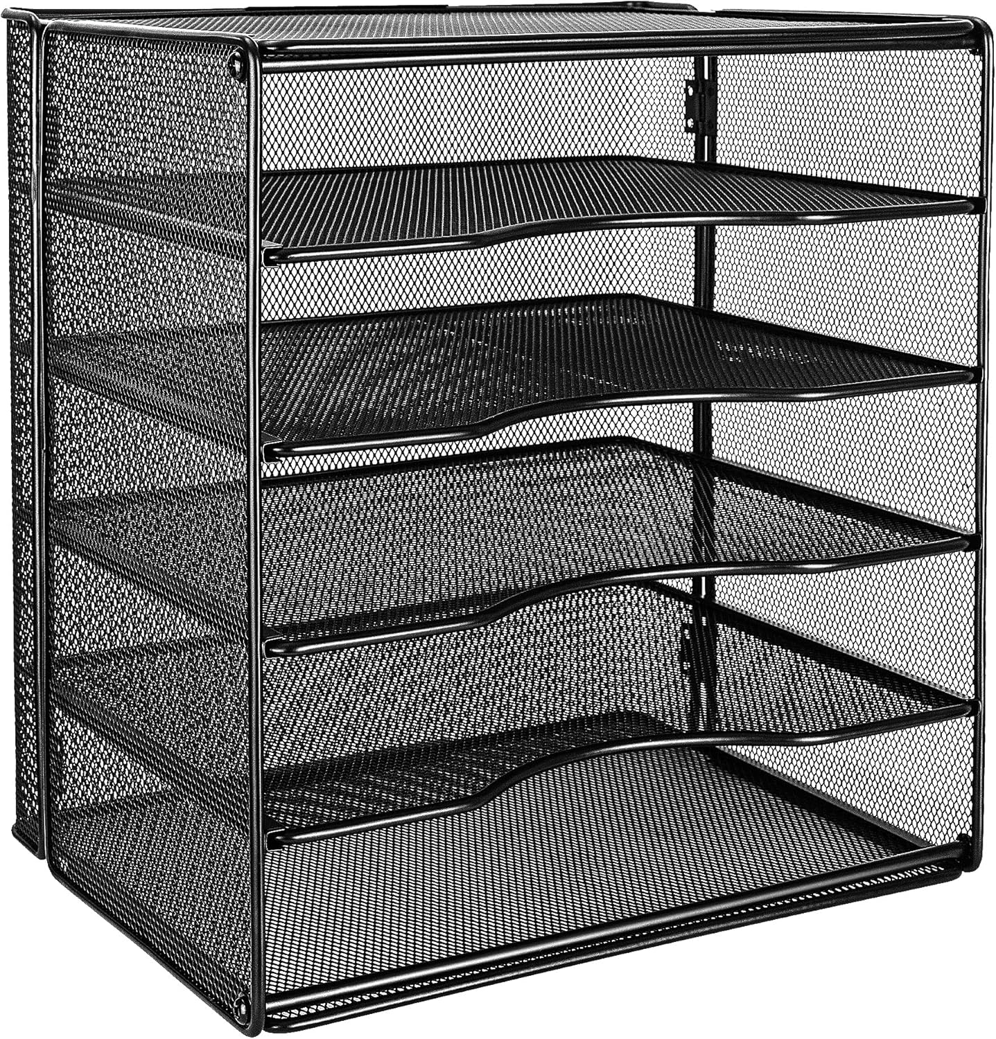 Amazon Basics 5 Slot Desk Rectangular Organizer Tray, Black, 13.6 x 9.5 x 12.8 inch